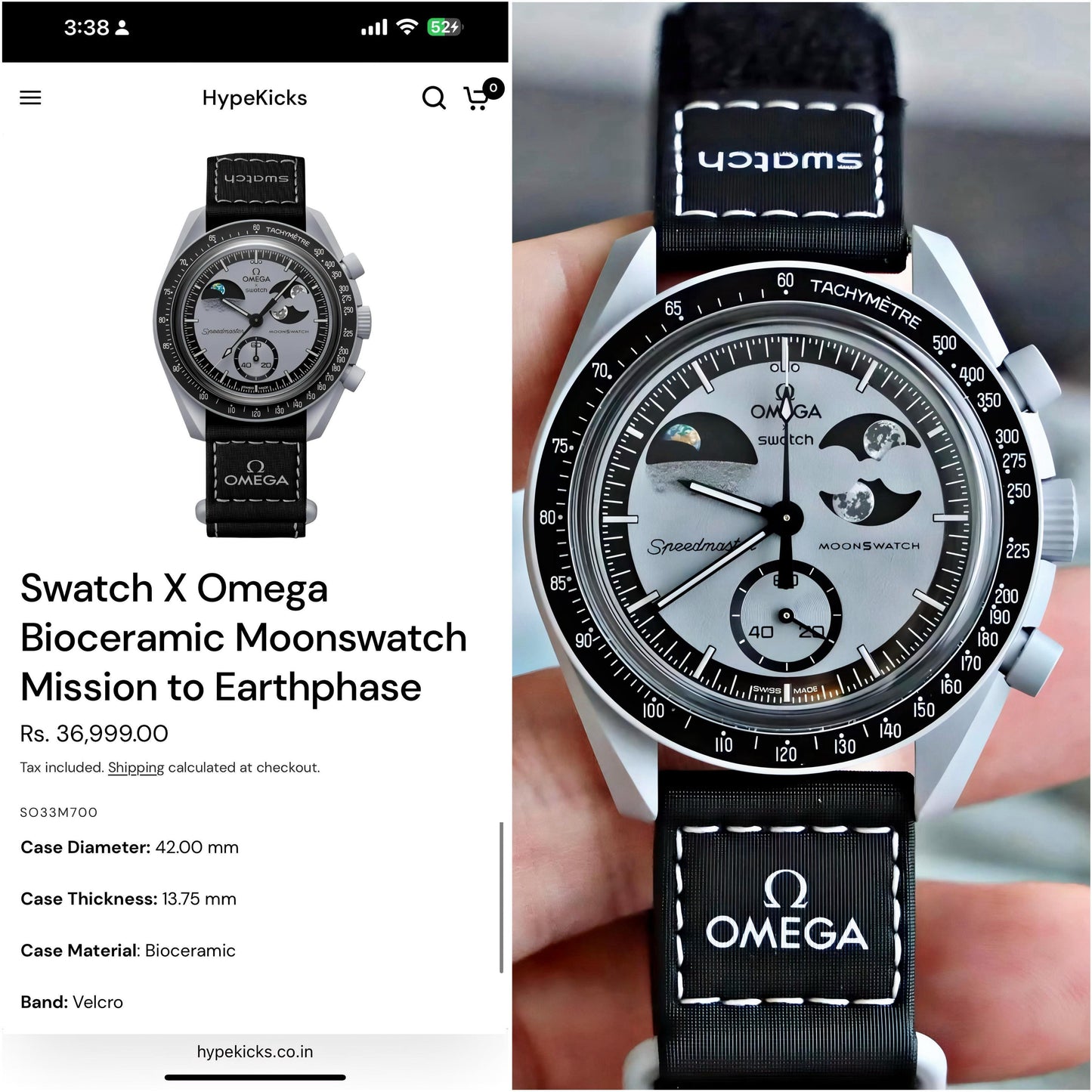 Omega Speedmaster Moonswatch greyBlack with black belt