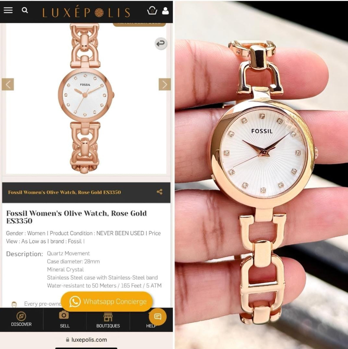 Fossil Olive Collection White Rosegold ✨♥️