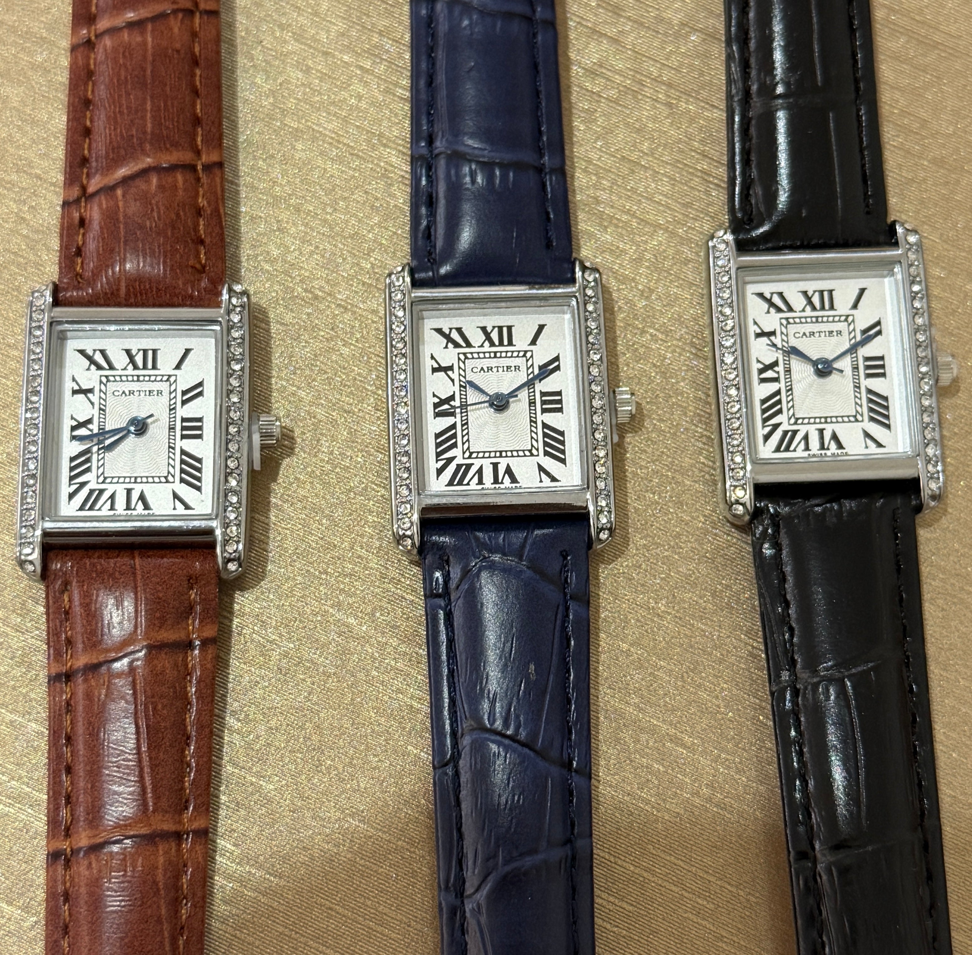 Cartier Tank woman Blue Leather strap