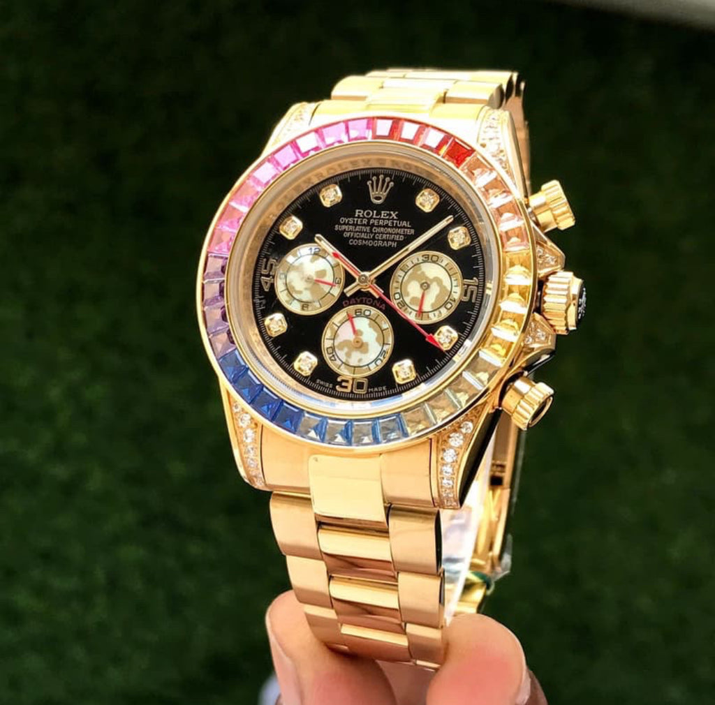 Rolex Rainbow Daytona Gold Tone Automatic Japanese Master Quality Men’s Watch