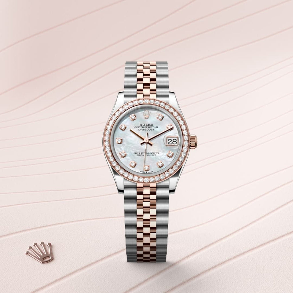 Rolex Datejust Woman Oyster, 31 mm, Oystersteel, Everose gold and diamonds (Automatic) ZR QUALITY