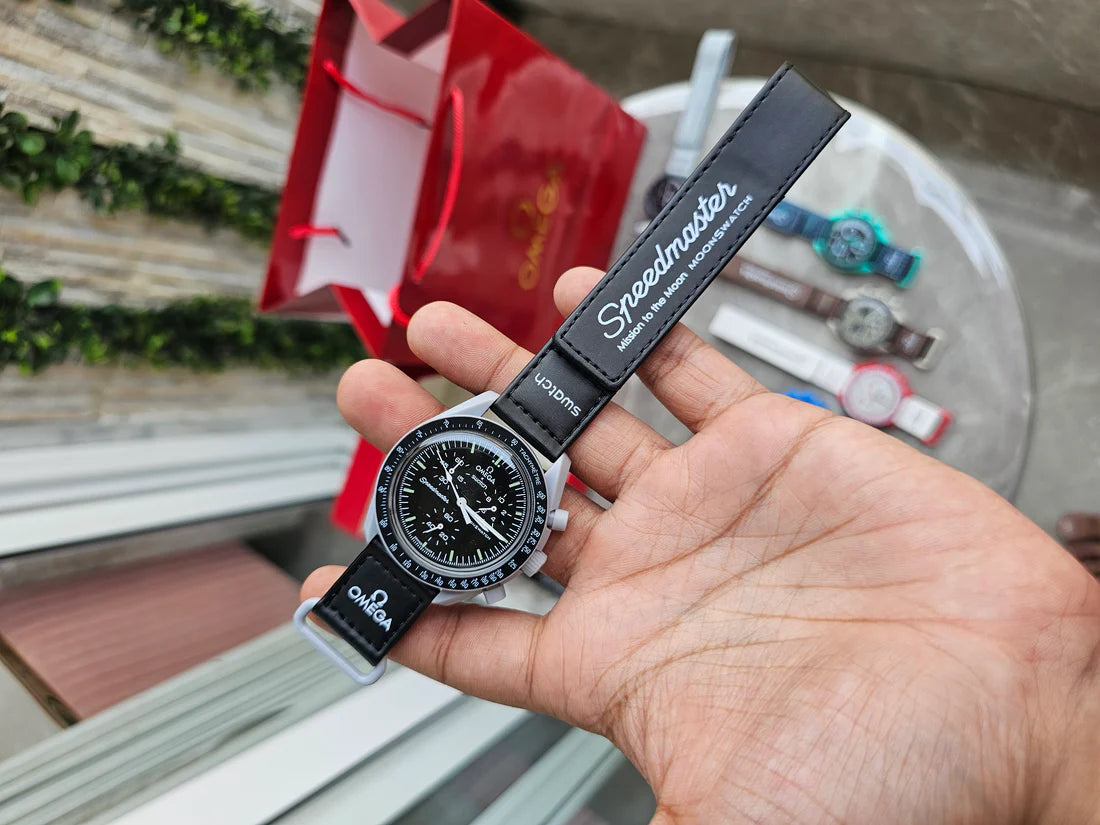 Omega Speedmaster Moonswatch greyBlack with black belt