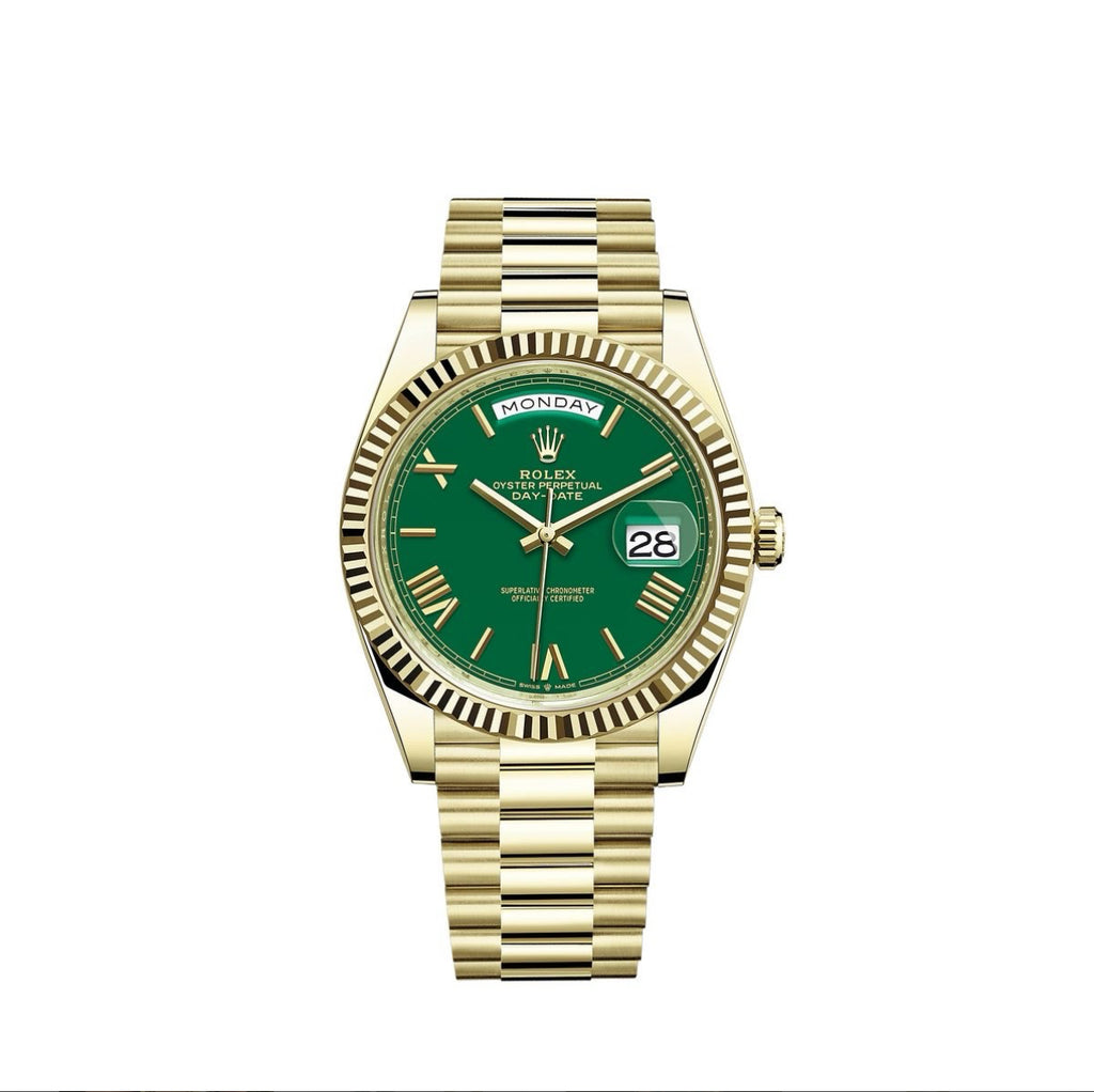 Rolex Day Date Gold Green Dial 40mm Japanese Automatic Mens Watch
