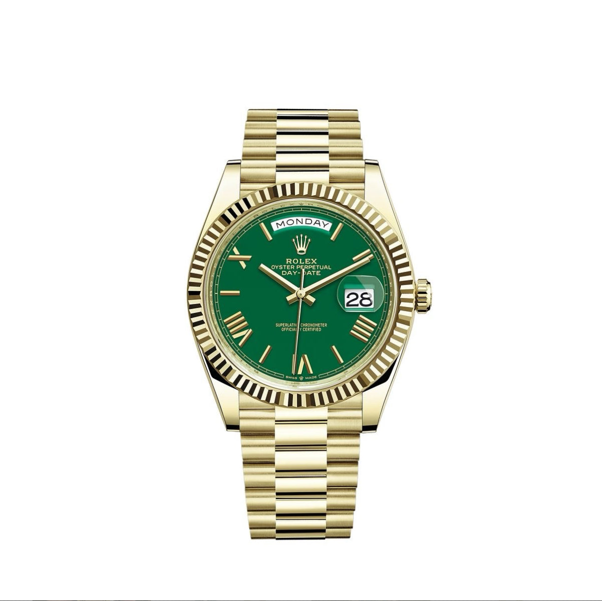 Rolex Day Date Gold Green Dial 40mm Japanese Automatic Mens Watch