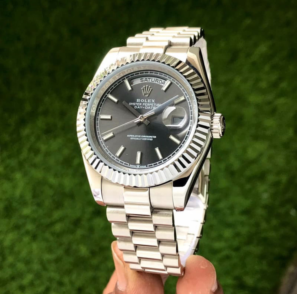 Rolex Day Date 40 Stainless Steel Grey Dial Japanese Automatic Master Quality Mens Watch