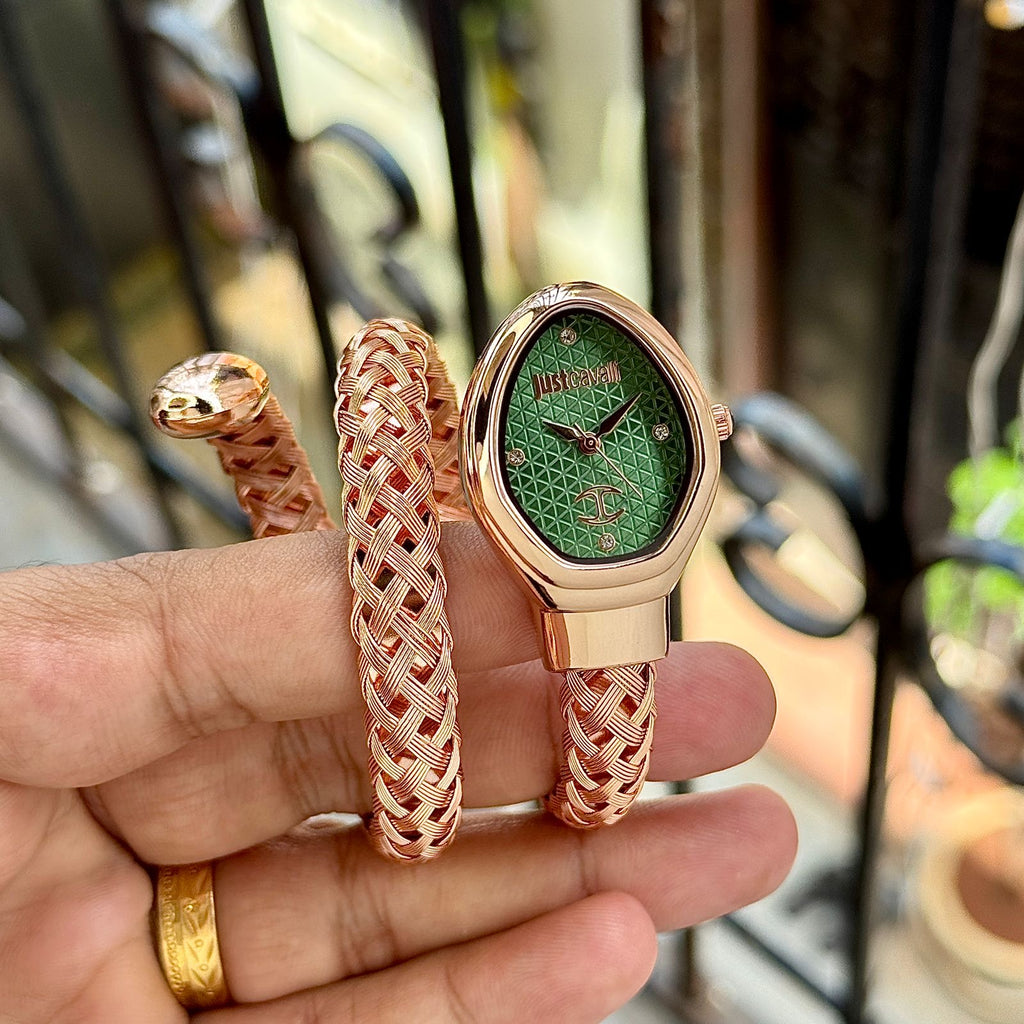 BVL J*** Cavali Analog Rosegold Green Dial