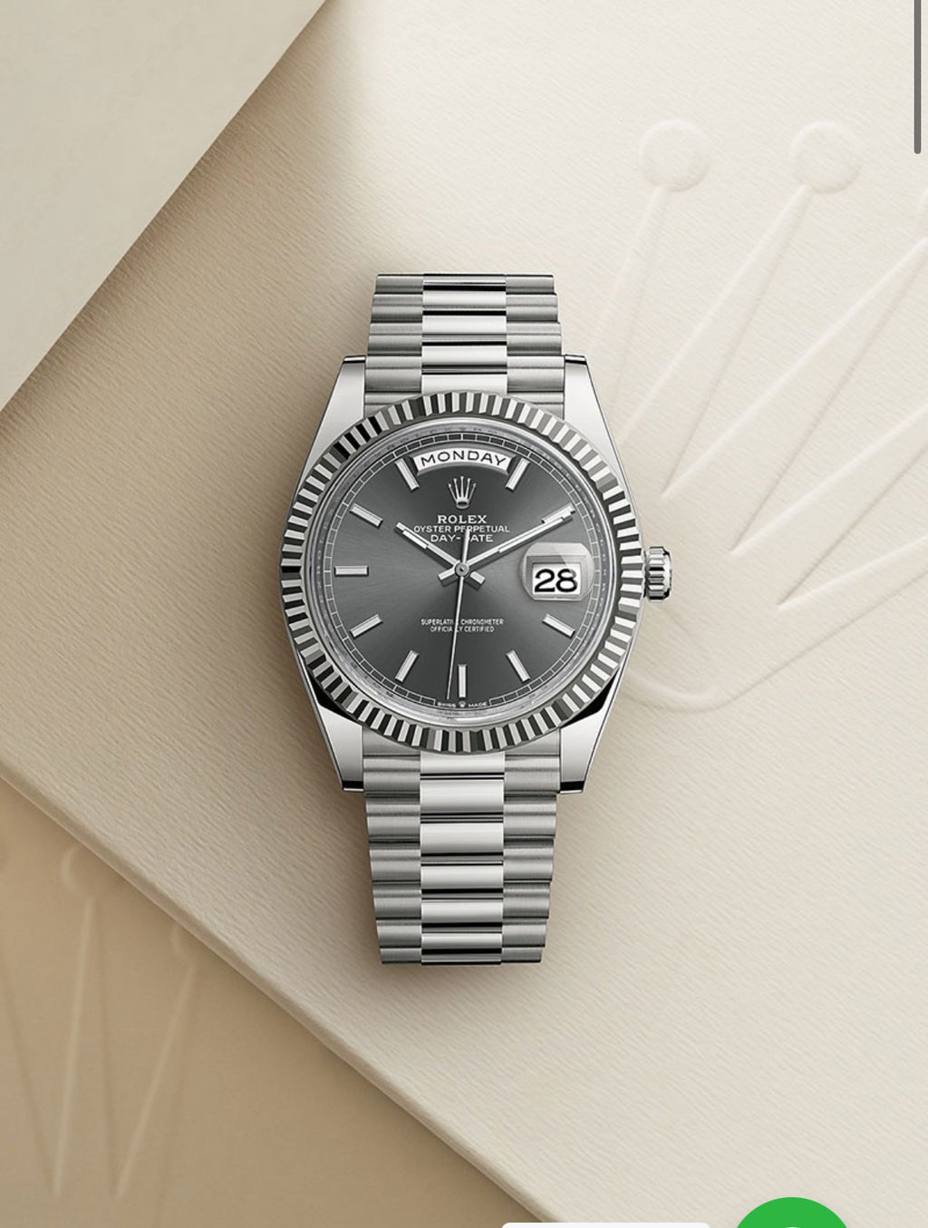 Rolex Day Date 40 Stainless Steel Grey Dial Japanese Automatic Master Quality Mens Watch