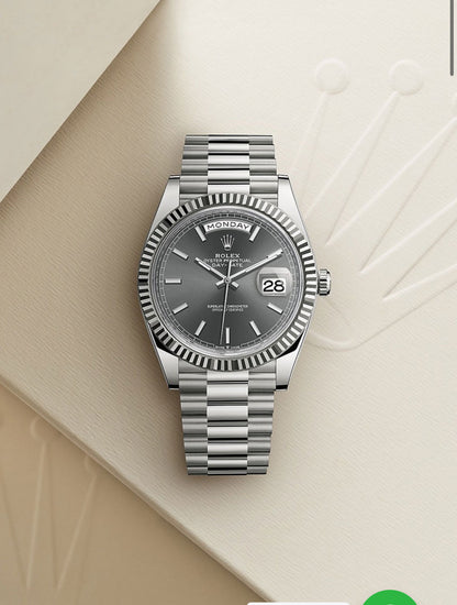 Rolex Day Date 40 Stainless Steel Grey Dial Japanese Automatic Master Quality Mens Watch