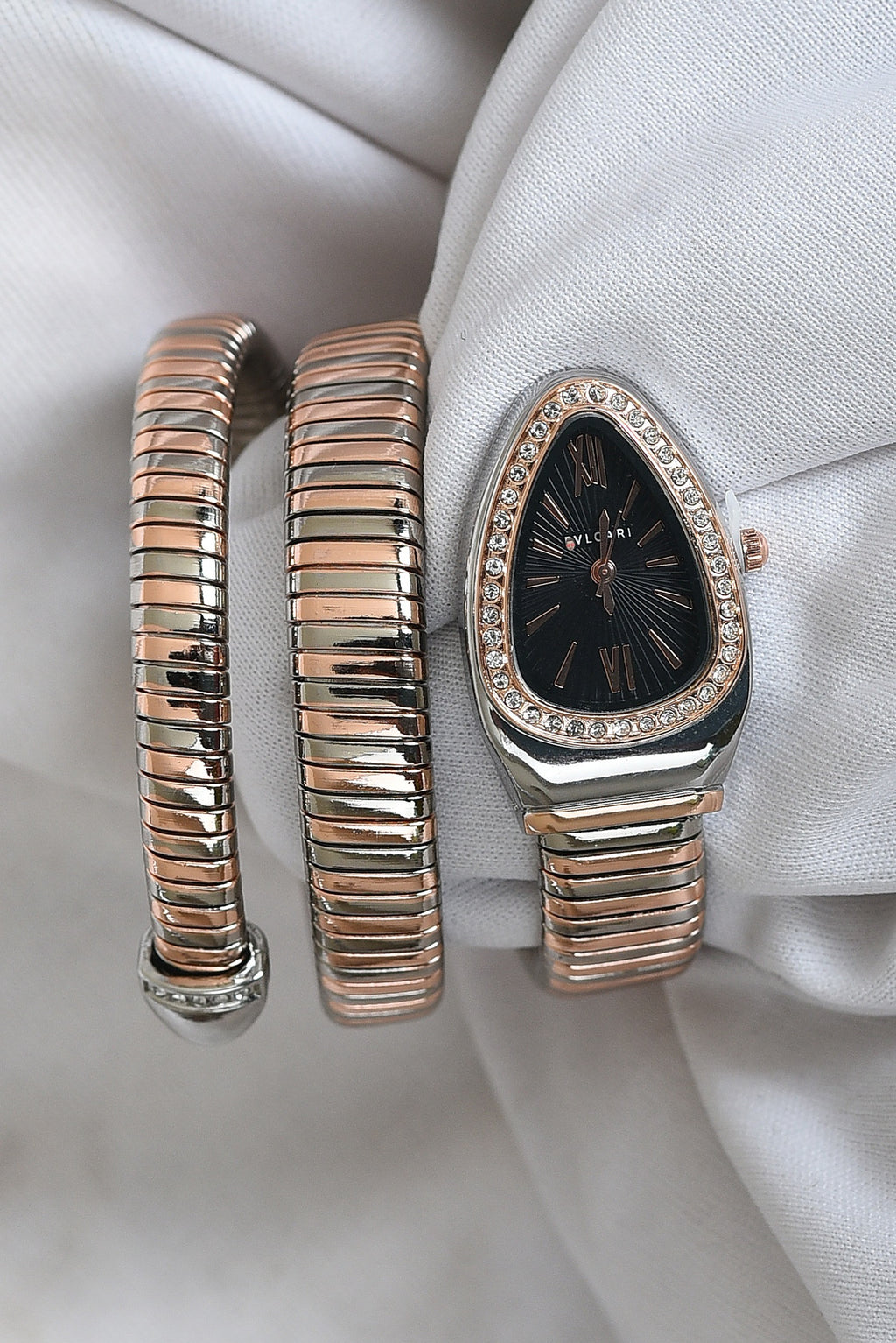 BVL SERPENTINE TWO TONE ROSEGOD STRAP SPIRAL