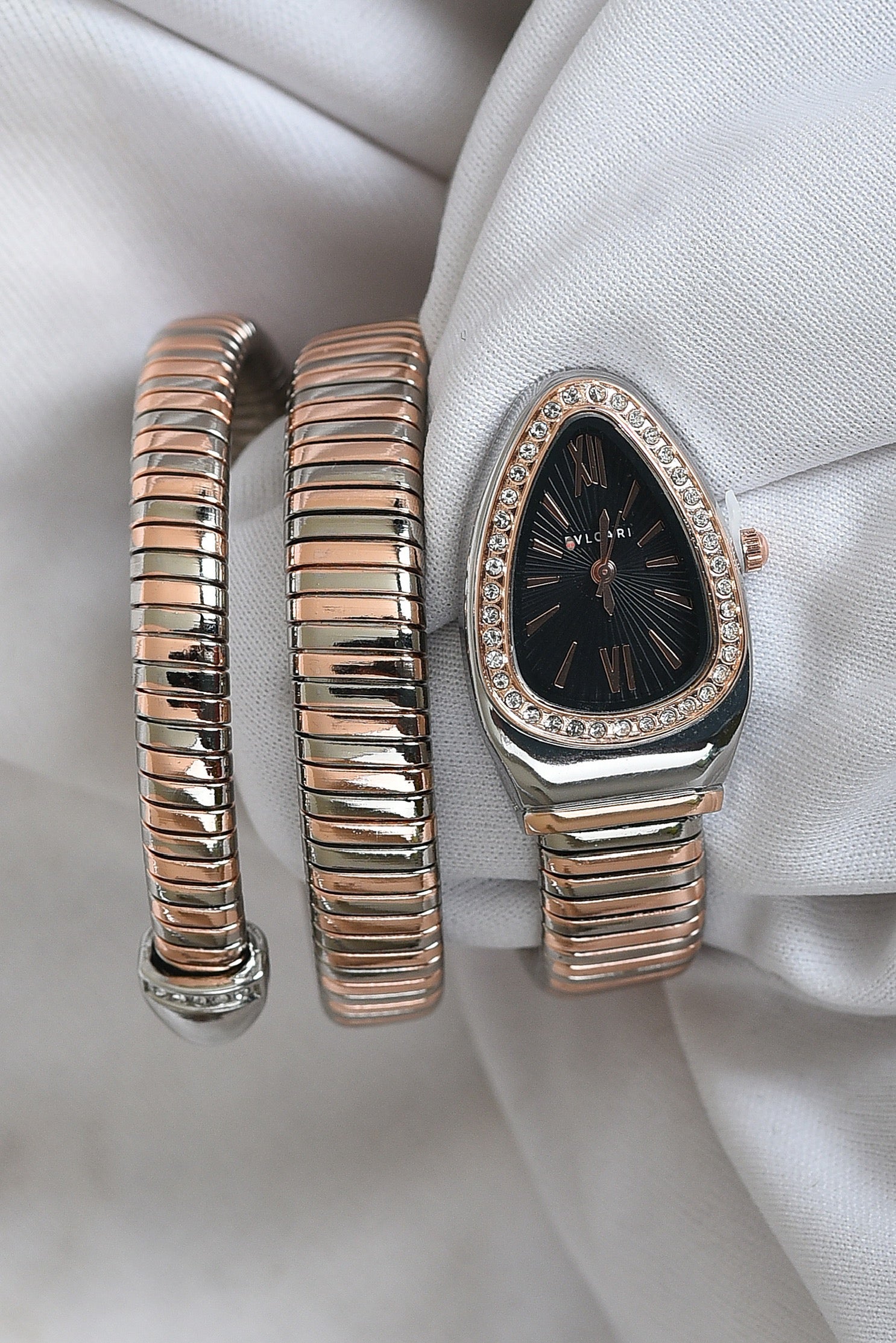 BVL SERPENTINE TWO TONE ROSEGOD STRAP SPIRAL