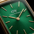 DW Gold Rectangular green Dial Mesh Strap Watch