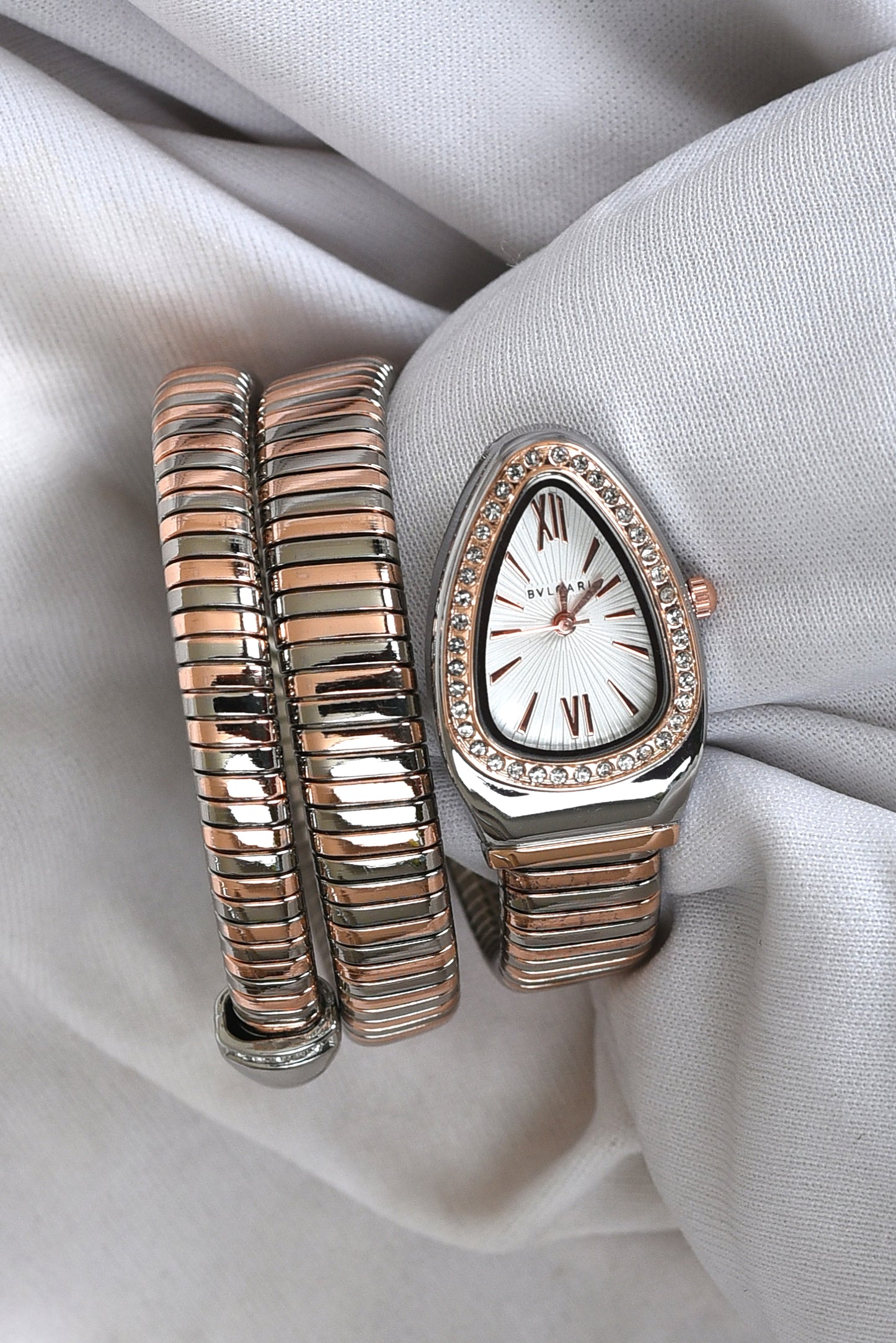 BVL SERPENTINE TWO TONE ROSEGOD STRAP SPIRAL