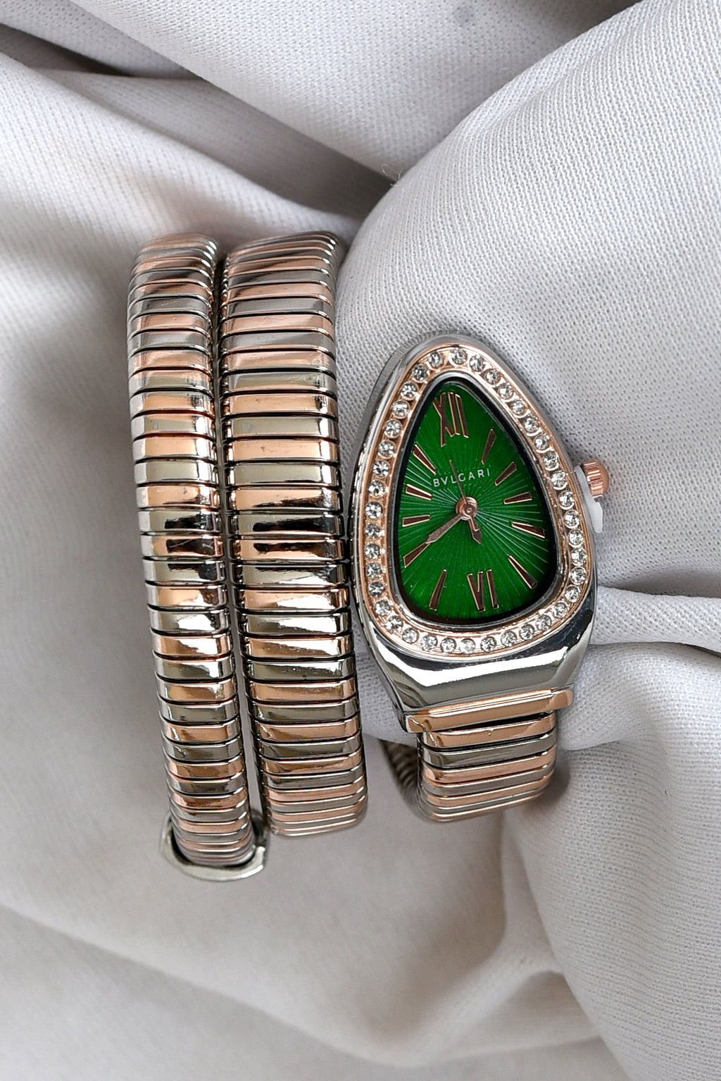 BVL SERPENTINE TWO TONE ROSEGOD STRAP SPIRAL