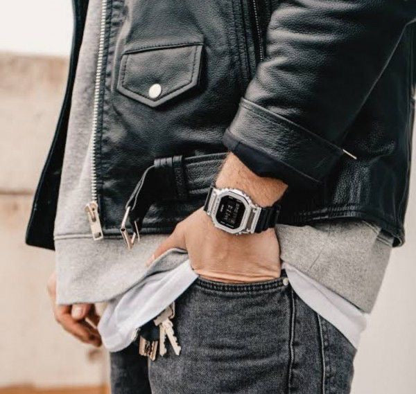 G-S**CK 5600BB METAL SILVER BLACK MEN JEWELRY