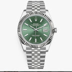 Rolex Date Just 41 Mint Green Dial & Jubli Chain Automatic Mens Watch