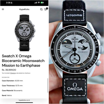 Omega Speedmaster Moonswatch greyBlack with black belt