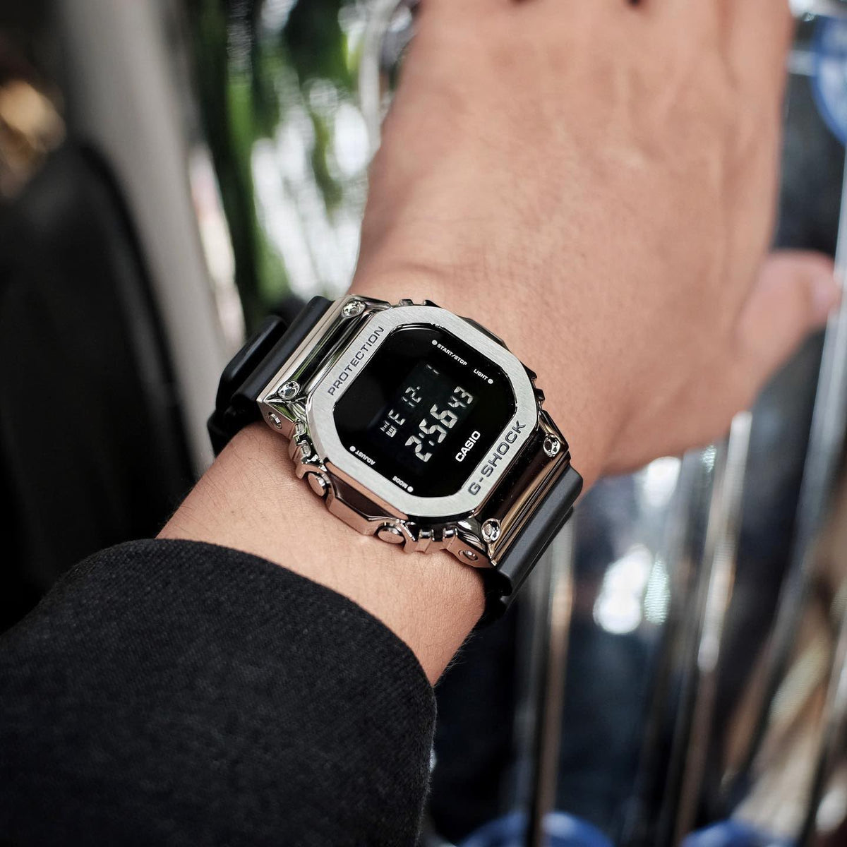 G-S**CK 5600BB METAL SILVER BLACK MEN JEWELRY