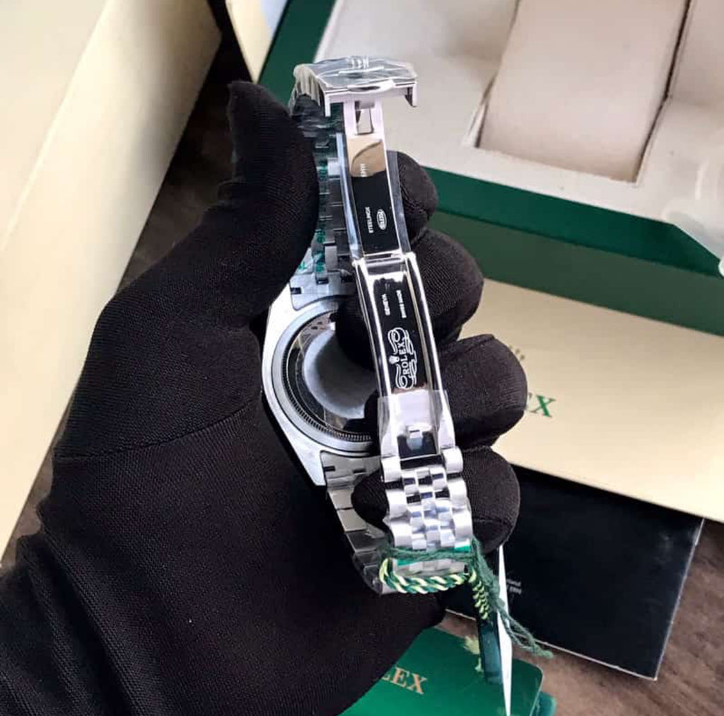 Rolex Datejust 41 Silver & Steel Fluted Jubilee Black Dial Swiss Semi ETA 3235 Movement