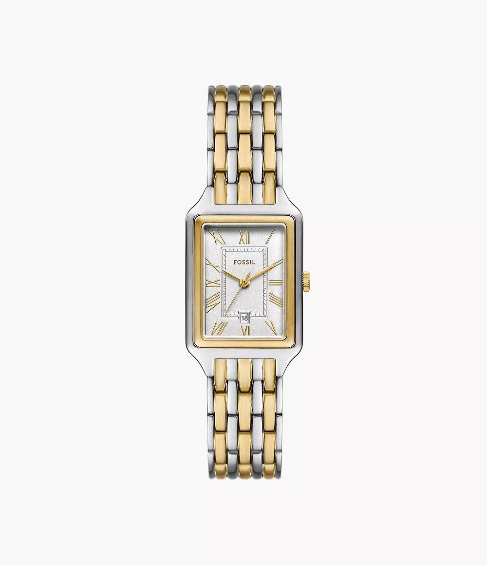 Fossil-Rectangle-Two Tone Gold-White