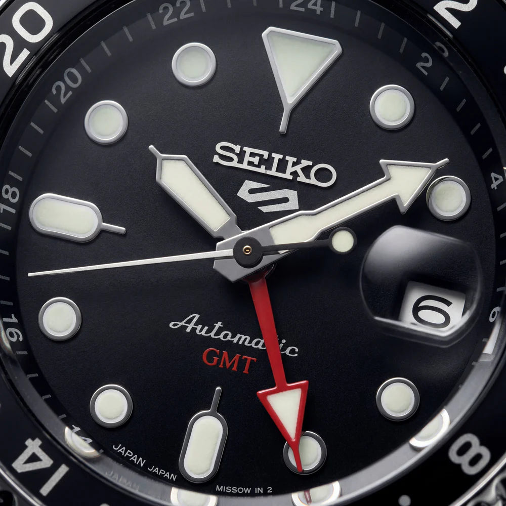 Midnight Black Dual-Tone GMT Automatic Steel Watch