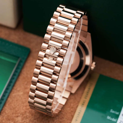 Rolex Day-Date 41 Fluted Bezel Rose Gold Green Dial