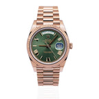 Rolex Day-Date 41 Fluted Bezel Rose Gold Green Dial