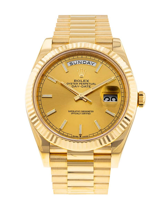 Rolex Day-Date 41 228238 Fluted Bezel Gold DIAL