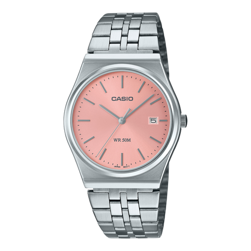 CASIO ANALOG MTP SILVER-PEACH PINK