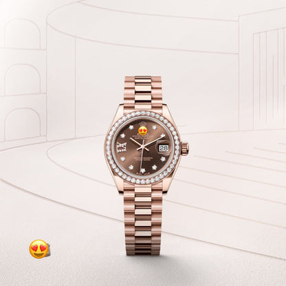 Role* Lady-Datejust
Oyster, 28 mm, Everose gold and diamonds (Automatic)