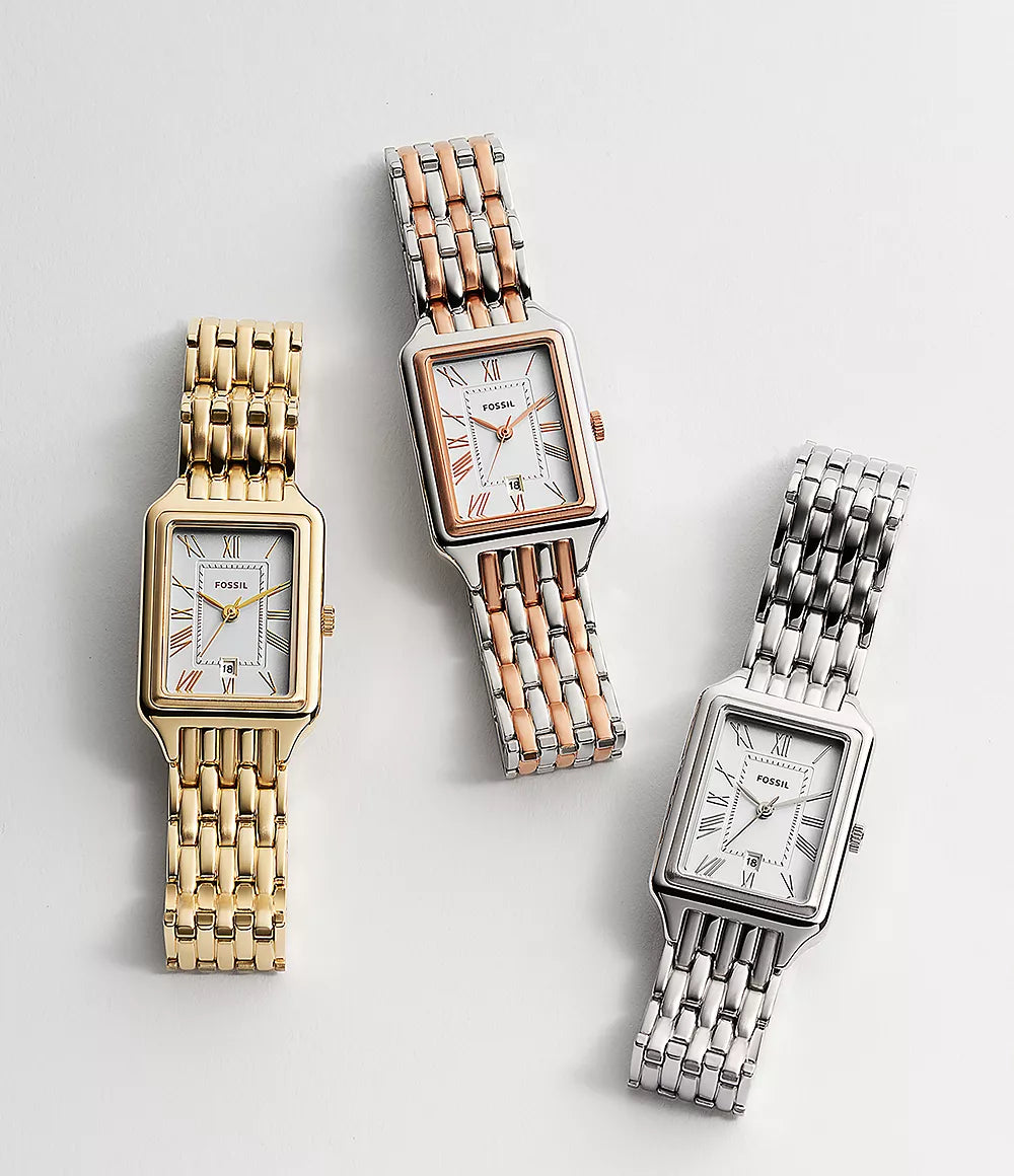 Fossil-Rectangle-Silver-White