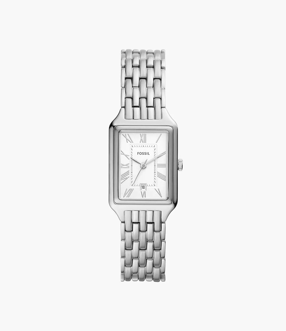 Fossil-Rectangle-Silver-White
