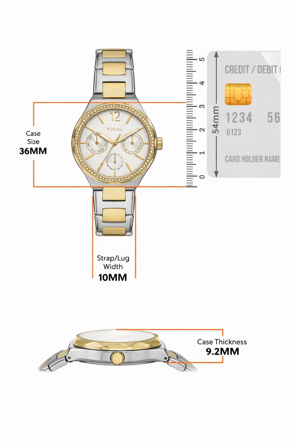 FOSSIL BQ TWO TONE GOLD WHITE DIAL