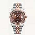 Seiko Two-Tone Rose Gold Watch Fluted Bezel Brown Sunburst Dial Diamond Hour Markers Stainless Steel Jubilee Bracelet – Men