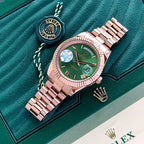 Rolex Day Date 41 Rose Gold Green Dial Japanese Automatic Mens Watch