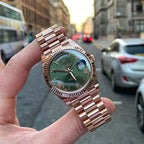 Rolex Day Date 41 Rose Gold Green Dial Japanese Automatic Mens Watch