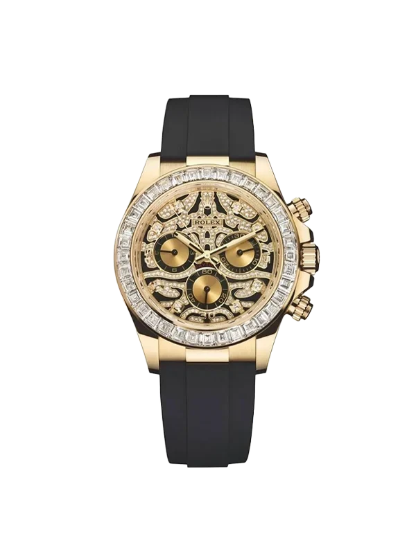 RLX gold-tone embellished dial black strap fashion watch