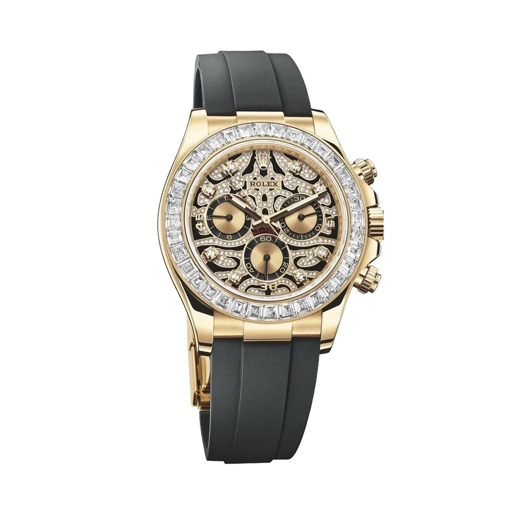 RLX gold-tone embellished dial black strap fashion watch