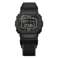 G-Shock 5600 cloth band watch in Black/Grey – front view