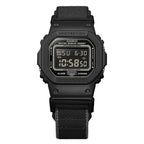 G-Shock 5600 cloth band watch in Black/Grey – front view