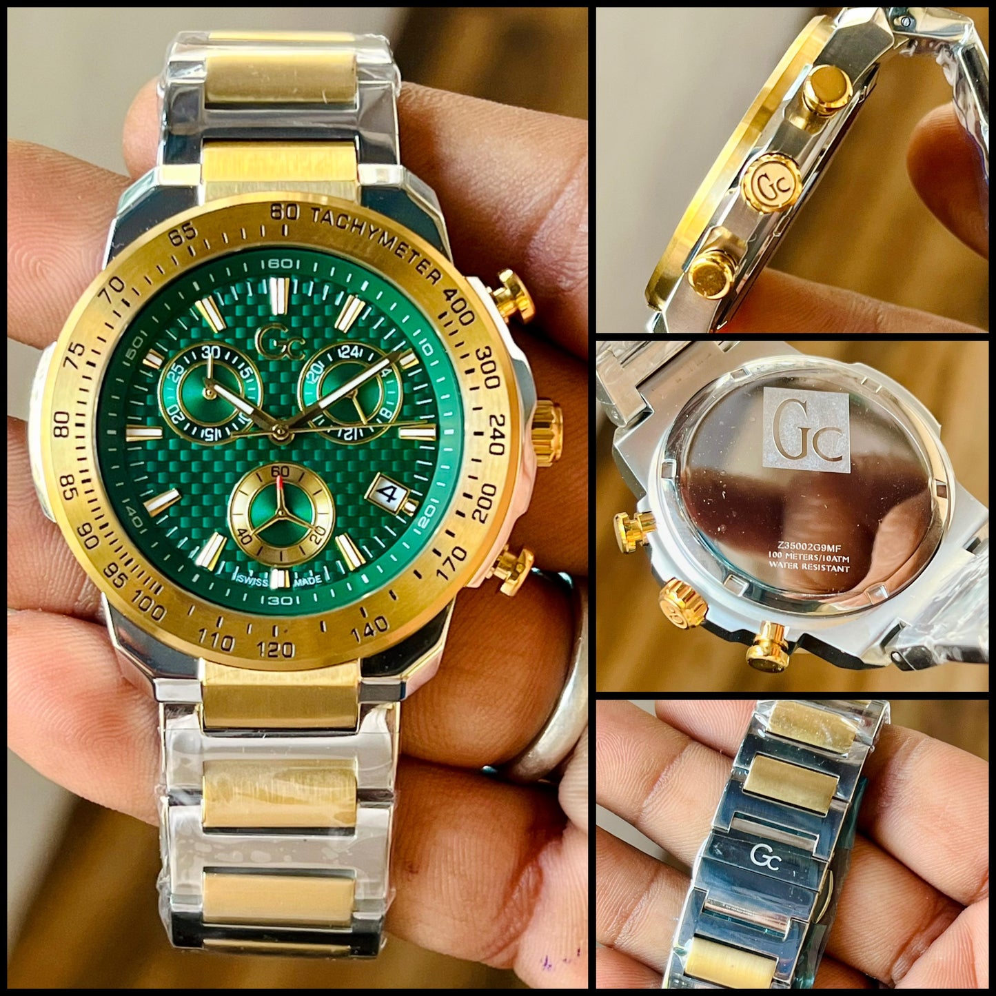 Guess Collection First Class Green Round Dial Analog Men Watch Z35002G9MF