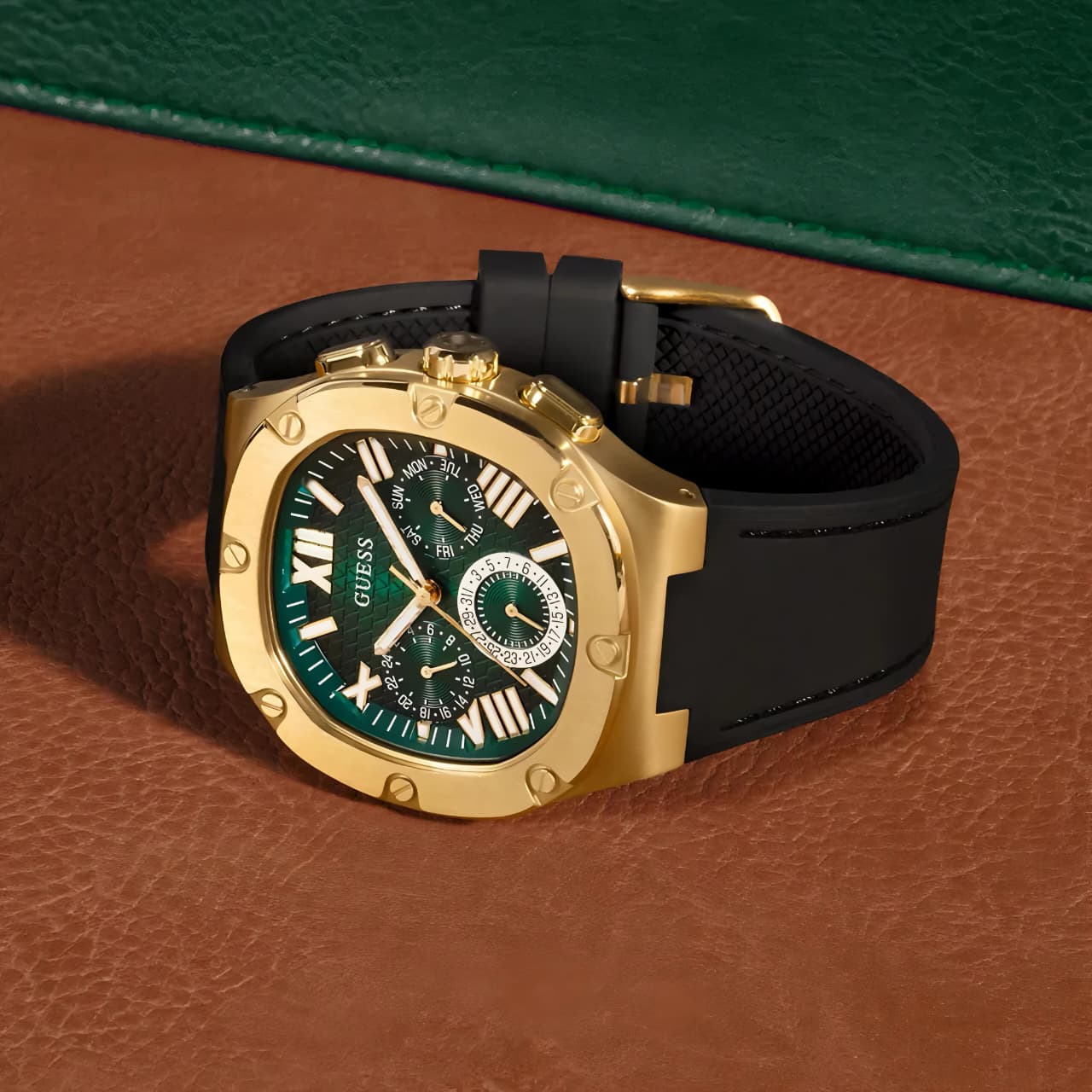 Guess mens black gold multi-function watch