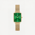 DW Gold Rectangular green Dial Mesh Strap Watch