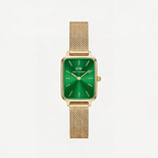 DW Gold Rectangular green Dial Mesh Strap Watch