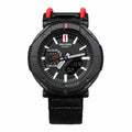 Casio Pro Trex watch in Black/Red, front view on white background