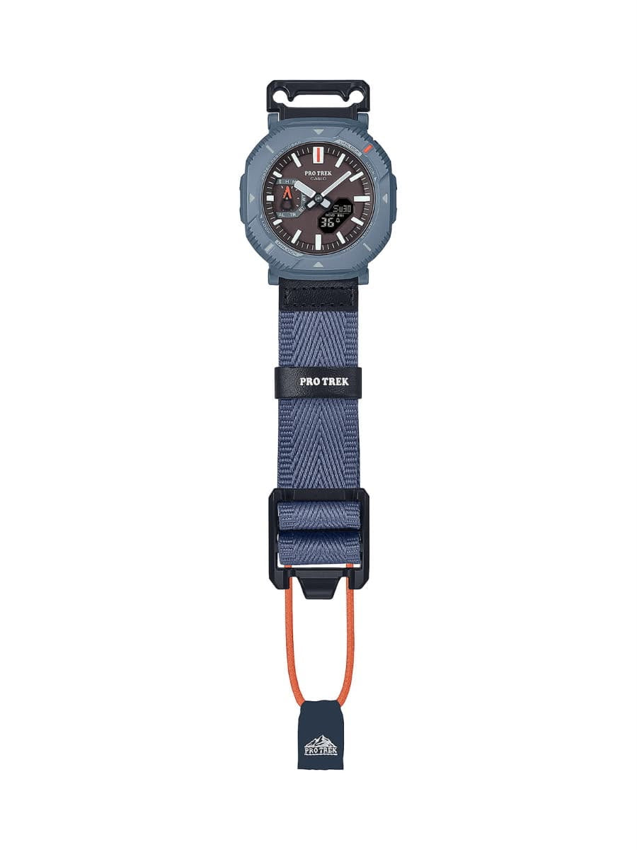 Casio Pro Trex Blue/Orange full strap view