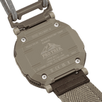 Casio Pro Trex khaki watch caseback detail