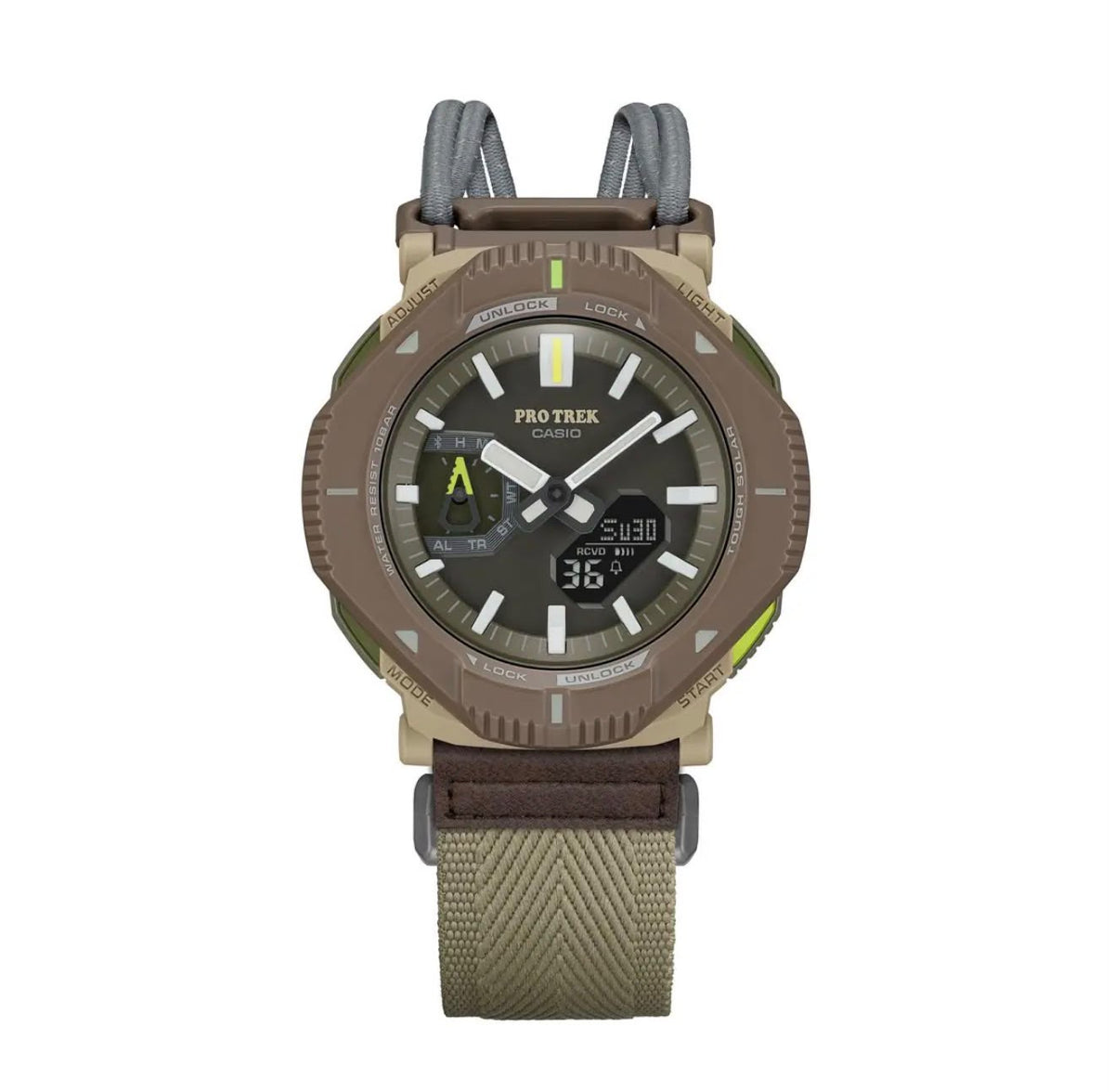 Casio Pro Trex Khaki/Green front view