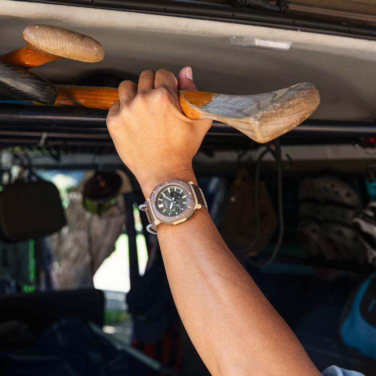 Casio Pro Trex Khaki/Green watch worn on wrist