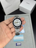 Seiko white dial quartz men's watch with silver bracelet