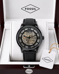 Black skeleton watch